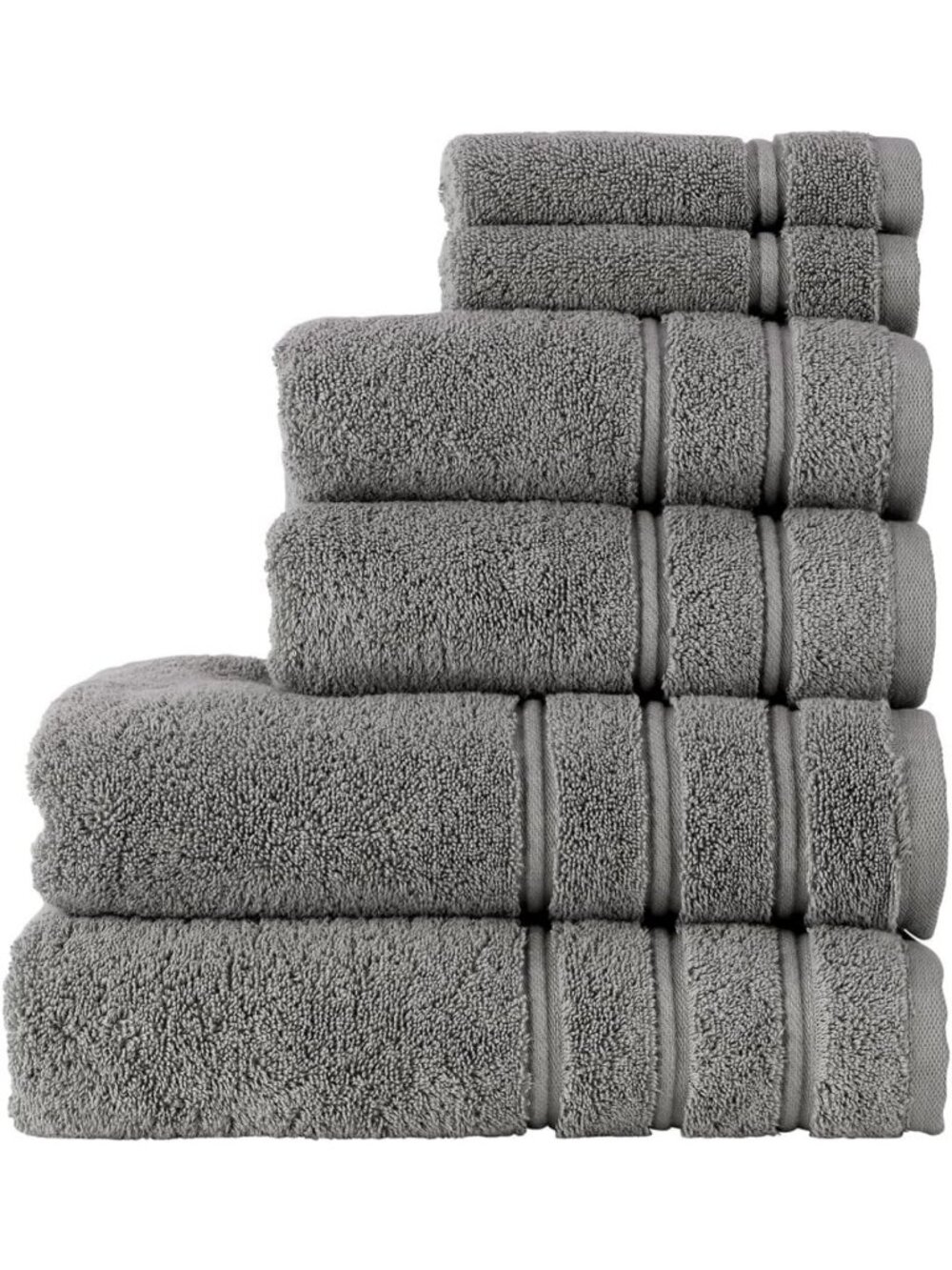 Set of 6 Large Bath Towels | 100% Turkish Cotton | Soft Storm Grey Color